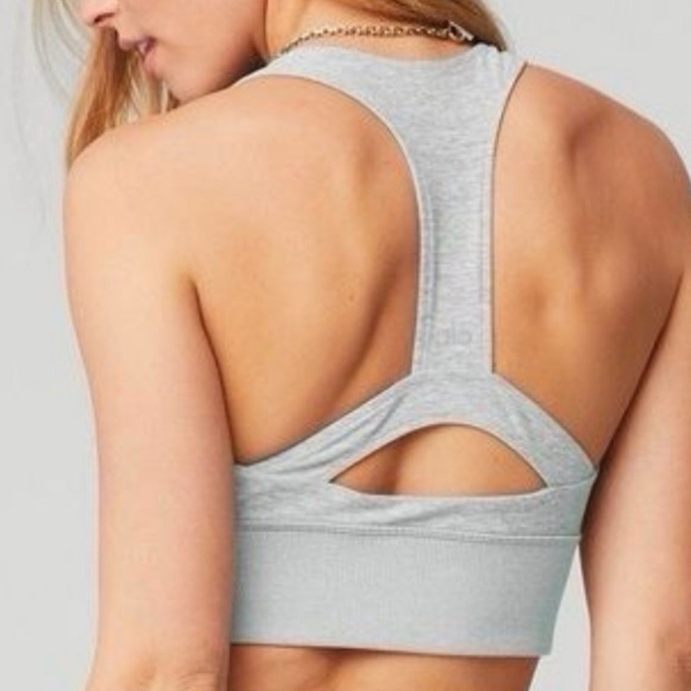 ALO Yoga Light Gray Racerback Sports Bra